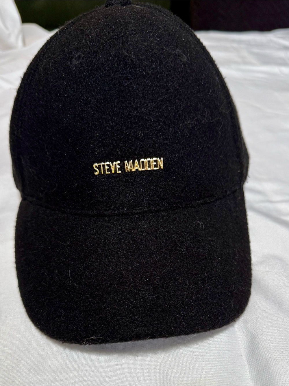 Steve Madden Black Wool Logo Baseball Cap